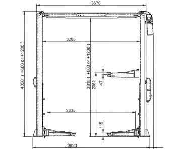 Mondolfo Ferro Italia 2-Säulen Hebebühne hydraulisch OV 5,5 t, 400 V. H: 4,05 m PI255HC